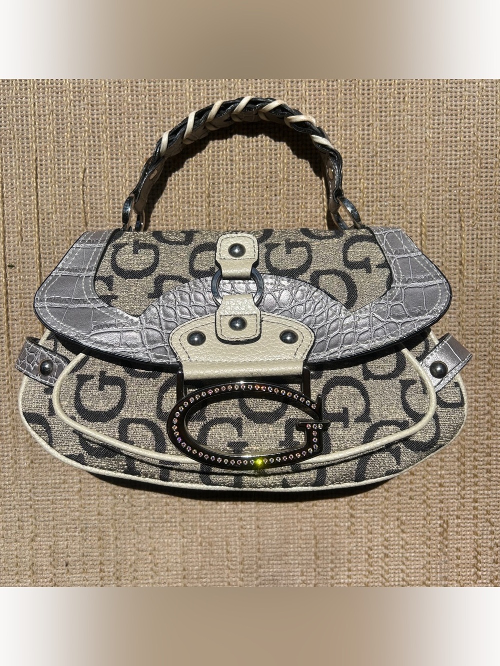 Vintage Guess Bag/Satchel with rhinestone buckle.